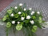 ARANJAMENT ANTHURIUM VERDE, TRANDAFIRI SI SANTINI